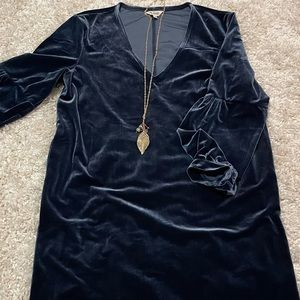 Madewell navy blue velvet shift dress